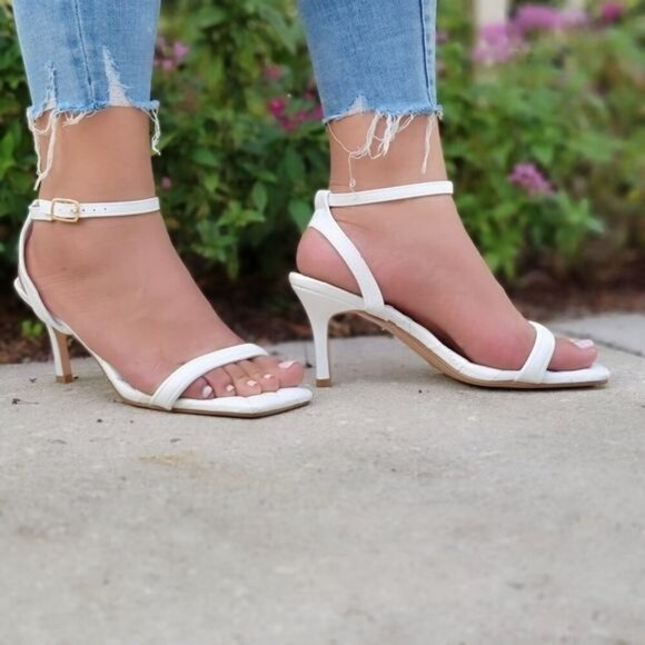 White Ankle-Strap High Heel Sandals - Picture 4 of 5